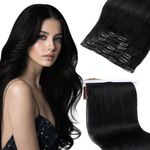 Sunny Hair Clip in Hair Extensions Human Hair 140g Large Weight Hair Extensions for Women Clip in Hair Extensions Thick Human Hair Clip in Extensions 7pcs 20 inch Jet Black