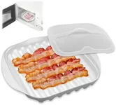 Microwave Bacon Tray With Lid, Microwave Bacon Cooker, Efficient Oil Draining Design For Healthier Crispy Bacon, Bacon Cooker For Microwave Oven, Microwave Bacon Tray For Tacos/Sausages/Hot Dogs
