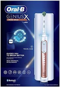 Oral-B Genius X Electric Toothbrush with Artificial Intelligence, App Connected Handle, 1 Toothbrush Head & Travel Case, 6 Mode Display with Teeth Whitening, 2 Pin UK Plug, Rose Gold