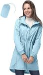 33,000ft Women's Rain Jacket Lightweight Hooded Long Rain Coat Waterproof Jacket Ladies Packable Functional Jacket Windbreaker Breathable Active Outdoor Coats, Sky Blue, 10