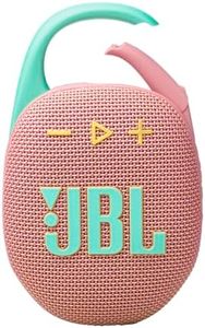 JBL Clip 5 - Ultra-Portable, Waterproof & Dustproof Bluetooth Speaker, Big Pro Sound with Punchy bass, Integrated Carabiner, Up to 12 Hours of Play, Made in Part with Recycled Materials (Pink)