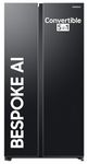 Samsung 653 L, 3 Star, Frost Free, Double Door, Convertible 5-in-1 Digital Inverter, Side By Side AI Enabled Smart Refrigerator with WiFi (RS76CG8003B1HL, Black Matte/Black DOI)