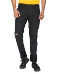 Ben Martin Men's Regular Fit Stylish Stretchable Size 32 Distress Knee Cut Black Jeans Pant for Men 1