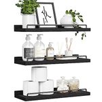 RYOFOBETTO Floating Shelves for Wall Decor Bathroom Shelves Over Toilet, Farmhouse Wall Shelves for Bathroom, Bedroom, Living Room, Kitchen (Black, Set of 3)