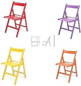 buiani 4 sedie Colorate in Legno Verniciato richiudibile (Rosso,Viola,Giallo,Arancione)