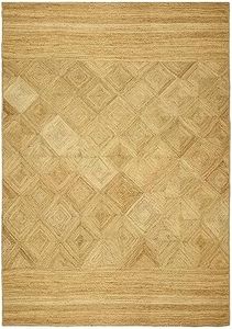 CASAVANI Collection Rectangular Area Rug - 4x7 Feet Beige Braided Jute Rug Geometric Kilim Rug Indoor Outdoor Use Carpet Flatweave Rugs for Bedroom Dining Room Living Room