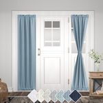 KOUFALL French Door Curtain,Linen Side Light Sidelight French Door Blinds for Door Window Covering Front Door Glass Window Treatments,1 Panel,25x72 72 Inches Long,Stone Blue