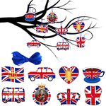 Union Jack Kings Coronation Hanging Pendant,8Pcs Union Jack Coronation Tree Decorations Hanging Ornaments,Great British Party Paper Pendants for King Charles III Coronation Souvenirs Decorations 2023