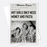 Dcvjiy Vintage Newspaper Unframed Print Poster，Girl Dorm Room Wall Art，Women Eating Pasta Canvas Art Room aesthetics，Trendy Funky Italian Kitchen Wall Decor 12x16in