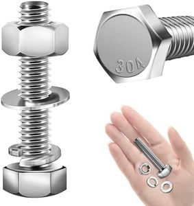 Mywish (20 Sets) 5/16-18x1-1/2 Hex Head Stainless Steel Bolts and Nuts with Flat & Lock Washers, 304 Stainless Steel 18-8, Fully Threaded, 5/16 Bolt