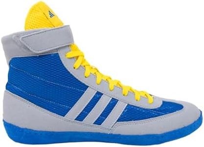 adidas Combat Speed 4 Wrestling Shoes, Grey/Bright Royal/Yellow, 8