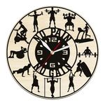 qeznef Strength Fitness No Pain No Gain Gym Laser Cut Wooden Wall Clock Decor Bodybuilding Sport Event Keep Fit Art Wall Watch