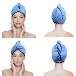 SOFTSPUN Microfiber Hair Cap, Silk Banded Edge, 1 Pcs - 70X25 cm - Sky Blue - 380 GSM! Super Absorbent, Quick Dry Hair Turban for Drying All Kinds of Hair - Straight or Curly, Short or Long.