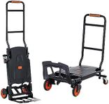 VEVOR Aluminum Hand Truck, 2 in 1, 136 kg Max Load Capacity, Heavy Duty Industrial Convertible Folding Hand Truck and Dolly, Utility Cart Converts from Hand Truck to Platform Cart with Rubber Wheels