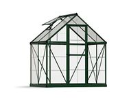 Palram - Canopia 6x4 Greenhouse for Outdoors, Walk-in, UV Polycarbonate Panels, Heavy Duty Aluminum Frame, Lockable Door, Adjustable Roof Vent, Rain Gutters, Galvanized Steel Base, Hybrid (Green)