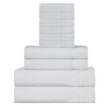 Sweet Needle Super Soft 600 GSM Cotton Towels Set, White - 2 Bath Towel, 2 Hand and 6 Wash/Face - Double Pile, Absorbent & fluffy for Bathroom accessories, Shower & Daily Use (10 Pieces Bales)