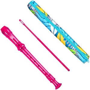 Descant Soprano Recorder Music Recorder Instrument For Kids Flute Kids Recorder With Cleaning Rod + Case Bag (Crystal Pink)