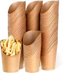 100 Pieces Disposable French Fries Holder 14 oz Take out Party Baking Supplies Waffle Paper Popcorn Sandwich Ice Cream Holder Cup Kraft Paper Container for Wedding Party Food Cones (Brown)