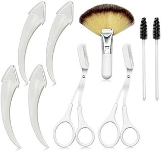 9Pcs Eyebrow Trimmer Kit,Eyebrow Scissors with Comb,Brow Shaping Tool and Groom Brush,Curved Eyebrow Razor Lash Comb Cosmetic Brush