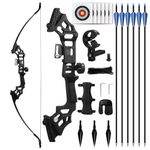 SERfawnCH Recurve Bow and Arrow Set for Adults, 30-40LBS Right-Handed Hunting Bow with 6 Carbon Arrows, Arm Guard & Target Faces, 51" Archery Kit for Outdoor Practice