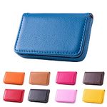 Waylipun Business Card Holder, PU Leather Business Card Case, Business Card Holder for Purse, Business Name Card Case for Men & Women, Magnetic Shut (Blue)