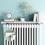 UVCMDUI Radiator Cover White, Width 15cm Universal Radiator Shelf, Aluminum Alloy Radiator Shelves No Drilling with 4.5cm Bracket, Dust-Proof Anti-Smoke Waterproof Anti-Rust Storage Rack,60cm