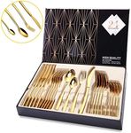 Gold Cutlery Set, 24 Piece Stainles