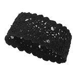 ZLYC Women Floral Headband Handmade Crochet Knit Vintage Hair Bands (Crochet Black)