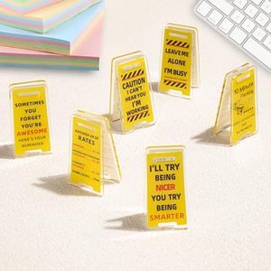 Funny Sticky Note Holder - 6 Pack Note Holder Clips, Overstimulated Desk Sign for Office, Hilarious Desk Signs for Coworkers, Perfect Funny Office Gifts