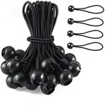 50 PCS Ball Bungee Cords,BetterJonny 6 Inch Bungee Cord with Balls Reusable Heavy-Duty Tarp Ball for Canopy, Camping, Tie Down Tarps, Holding Wire and Hoses(Black)