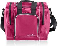 Athletico Bowling Bag for Single Ball - Single Ball Tote Bag With Padded Ball Holder - Fits a Single Pair of Bowling Shoes Up to Mens Size 14 (Pink)