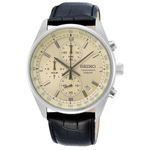 Seiko Men's Analogue Japanese Quartz Watch with Real Leather Strap SSB383P1