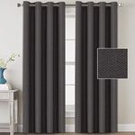 H.VERSAILTEX Linen Curtains Blackout Curtains 108 for Patio Doors/Sliding Door, Room Darkening Linen Curtains 108 Inches Long, Feature Burlap Effect and Primitive Extra Long, 2 Panels, Dark Grey