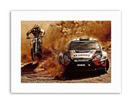 Wee Blue Coo Motocross Bike Rally Car Dirt Race Picture Sport Canvas Art Print