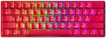 GK61 Mechanical Gaming Keyboard - 61 Keys Multi Color RGB Illuminated LED Backlit Wired Programmable for PC/Mac Gamer (Gateron Optical Red, Red)