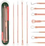 FEITA Blackhead Remover Pimple Comedone Extractor Tool, Stainless Acne Tools Pimple Popper Removal Kit, Zit Whitehead Popping Needle for Nose & Face, Rose Gold 4Pcs