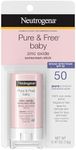 Neutrogena Pure & Free Baby Mineral Sunscreen Stick with Broad Spectrum SPF 50 & Zinc Oxide, Water-Resistant, Hypoallergenic, Paraben-, Dye- & PABA-Free Baby Face & Body Sunscreen, 0.47 oz