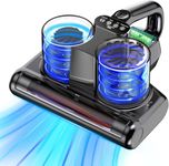 Mattress Vacuum Cleaner Cordless Bed Vacuum with 16Kpa Suction 253.7nm UV-C Light, Ultrasonic Technology, 30000 RPM Powerful Rotation HEPA Filtration, Built-in 4*2500 mAh Battery, High/Low Dual Modes