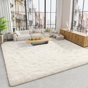 LOCHAS Ultra Soft Indoor Modern Area Rugs 9x12, Fluffy Living Room Carpets for Children Bedroom Home Decor Nursery Rug, Cream