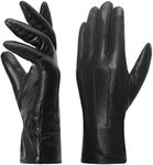 Harssidanzar Leather Gloves Ladies,Warm Fleece Lining Touchscreen winter Gloves For women GL018UK5,Black,Size M