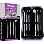 Dental Tools Set Teeth Whitening Cleaning Floss Scaler Tweezers Mirror Tarter Remover Oral Care Kit (6 Pcs)