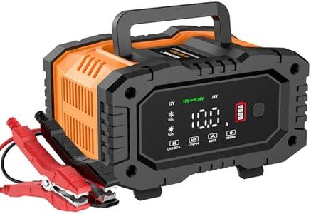 Caricabatterie Intelligente 10A, Caricabatterie per Auto LiFePO4 12V 24V, Mantenitore Automatico della Batteria con Compensazione della Temperatura per Auto Moto Camion, AGM, Gel, Bagnato, SLA