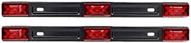 Partsam 2Pcs Truck Trailer ID Light Bar 3-lamp 9 LED [IP67 Submersible] Motorcycle Utility Marine Boat Trailers Identification Running Marker ID Rear Trailer Tail Light Bar