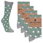 No Cold Feet - Fun Green Colorful Novelty Socks for Men for Dress Casual Formal Groomsmen Wedding, 4 Pack, Sage Green Socks With Polka Dots / 4 Pack, One Size