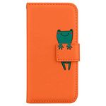 Tbrand Google Pixel 4A 4G Case Shockproof Leather Wallet Flip Folio Cartoon Animal Cute Phone Cover for Google Pixel 4A 4G with Magnetic Kickstand Card Holder Slot Silicone Case, Orange