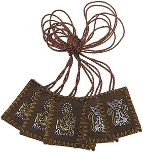 Brown Wool Embroidered Scapular Catholic Necklace for Men and Women, Scapulars with Images of The Sacred Heart of Jesus and The Immaculate Heart of Mary, 3 Pack