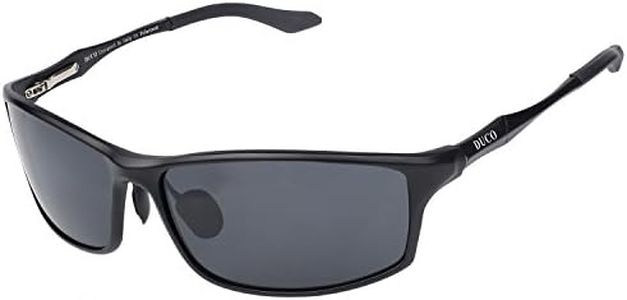DUCO Lunettes de soleil homme Lunettes de sport polarisées - Lunettes de conduite avec monture en métal Incassable - 100% anti UV400 8201 (Noir)