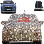 AUTOUNIKO Waterproof Car Body Cover for Maruti Suzuki Fronx with Mirror and Antenna Pocket and Soft Cotton Lining (Full Bottom Elastic Triple Stitched) (Jungle Print with Red Piping)