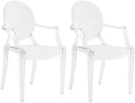 JOON 2 Pack Kids Ghost Chairs with Armrest Transparent, 25x13x14.5 Inches, Polycarbonate Material, 12.75” Seat Height, Stackable, for Toddler Parties, Playroom, Daycare, Home (Transparent Clear)