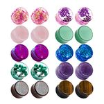 TBOSEN Set Of 10 Pairs Mixed Stone Ear Plugs Ear Gauges Ear Tunnels Double Flare Plugs Expander Body Piercing Jewelry 0g-5/8" in 8mm-16mm